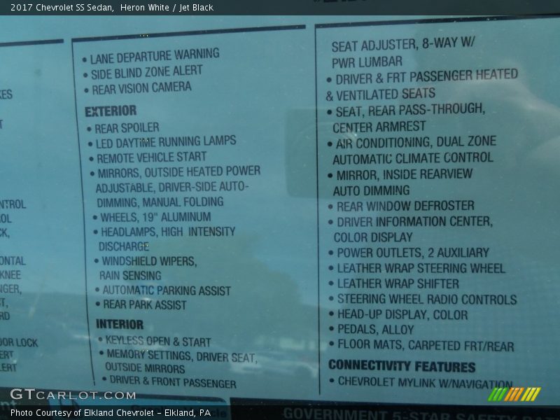  2017 SS Sedan Window Sticker