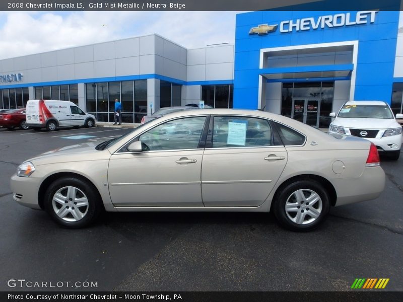 Gold Mist Metallic / Neutral Beige 2008 Chevrolet Impala LS
