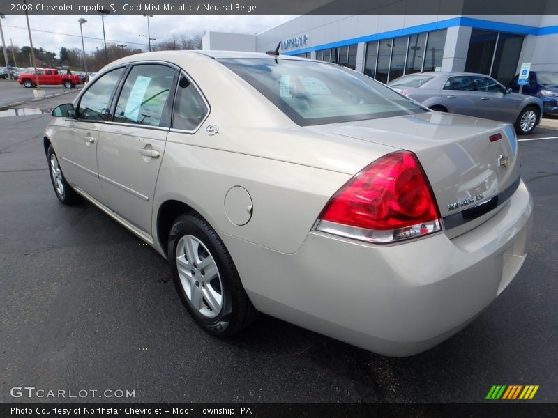 Gold Mist Metallic / Neutral Beige 2008 Chevrolet Impala LS