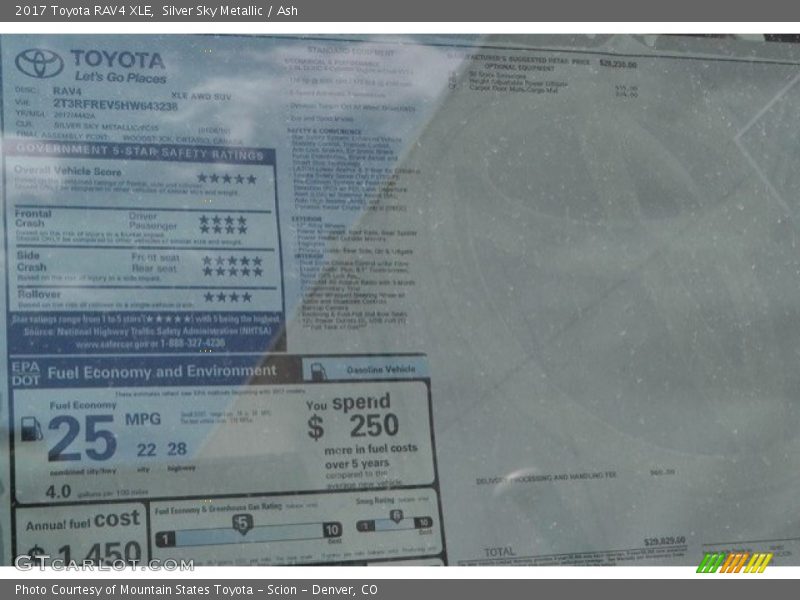 Silver Sky Metallic / Ash 2017 Toyota RAV4 XLE