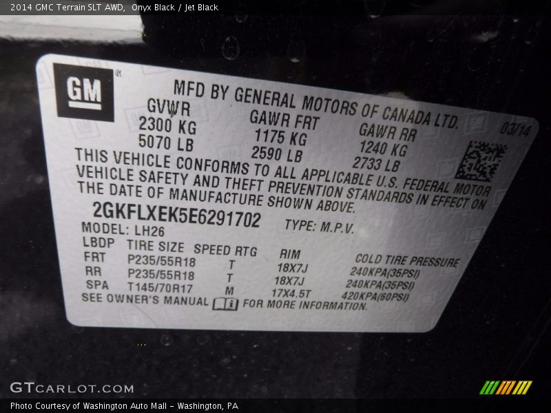 Onyx Black / Jet Black 2014 GMC Terrain SLT AWD