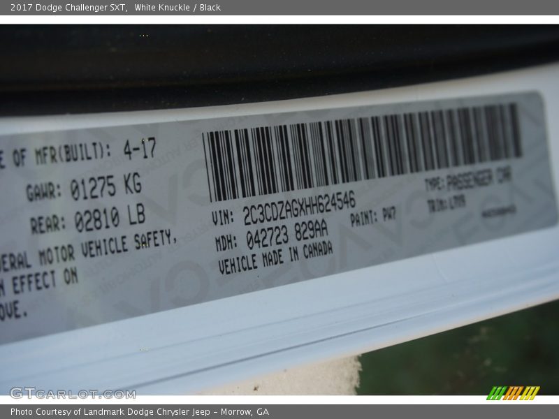 White Knuckle / Black 2017 Dodge Challenger SXT