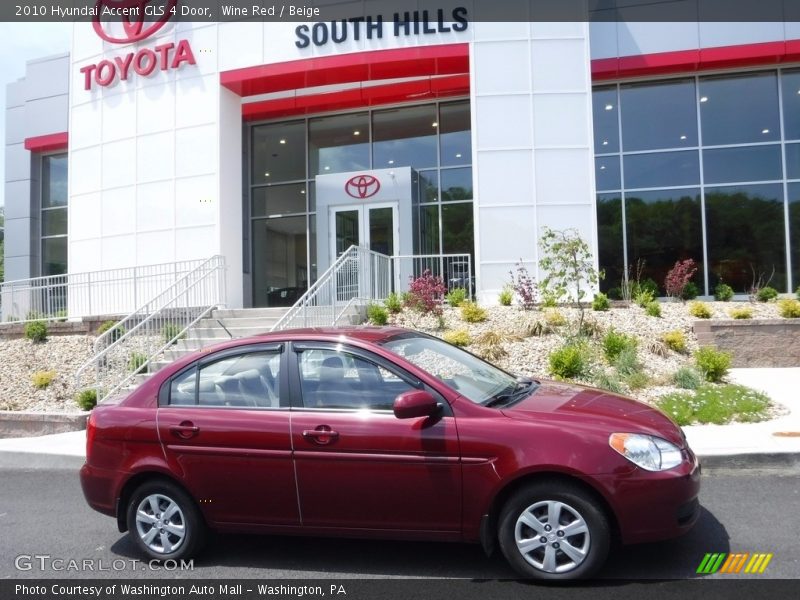 Wine Red / Beige 2010 Hyundai Accent GLS 4 Door