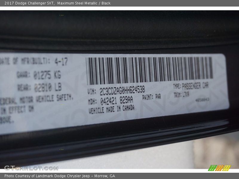 Maximum Steel Metallic / Black 2017 Dodge Challenger SXT