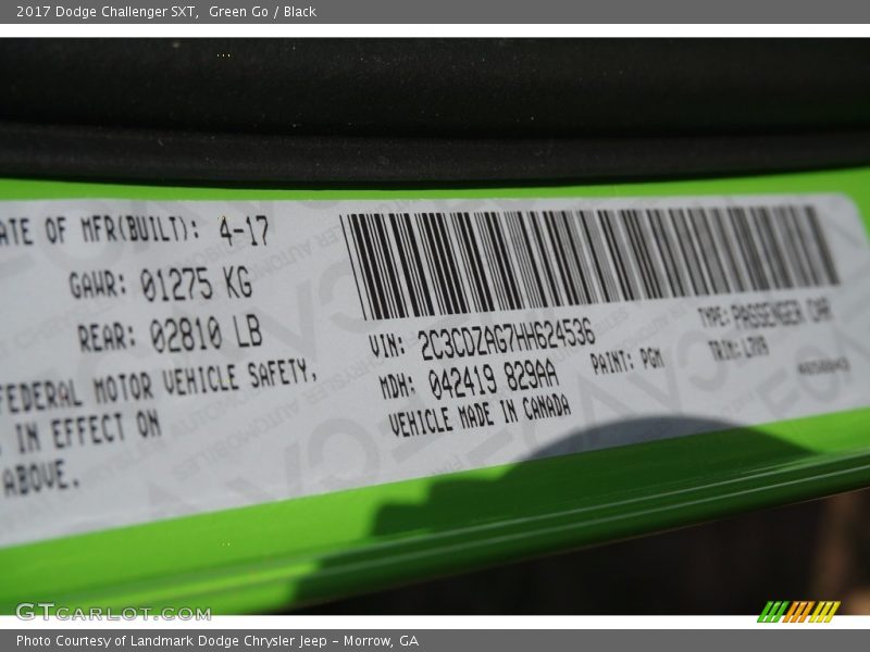 Green Go / Black 2017 Dodge Challenger SXT