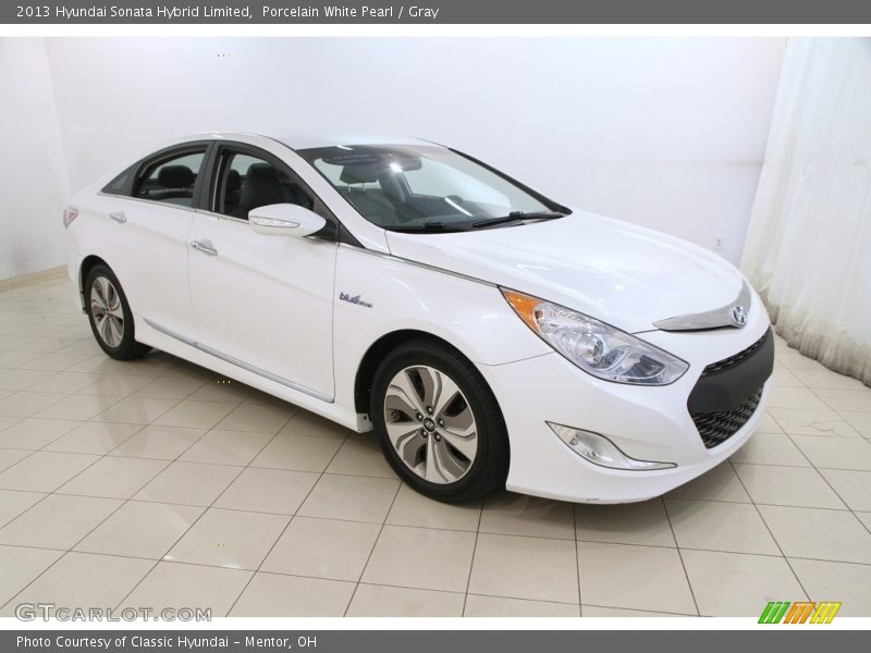 Porcelain White Pearl / Gray 2013 Hyundai Sonata Hybrid Limited
