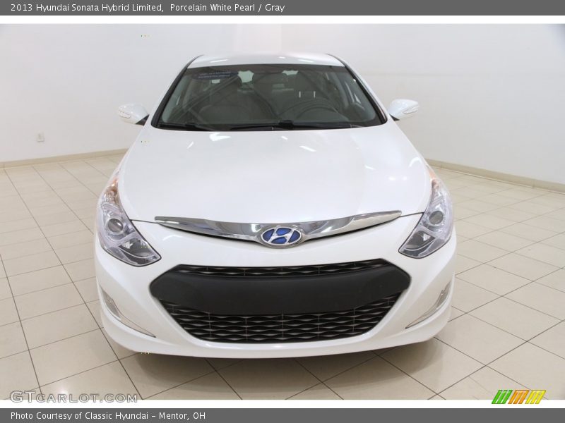 Porcelain White Pearl / Gray 2013 Hyundai Sonata Hybrid Limited