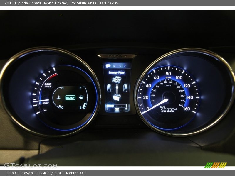 Porcelain White Pearl / Gray 2013 Hyundai Sonata Hybrid Limited