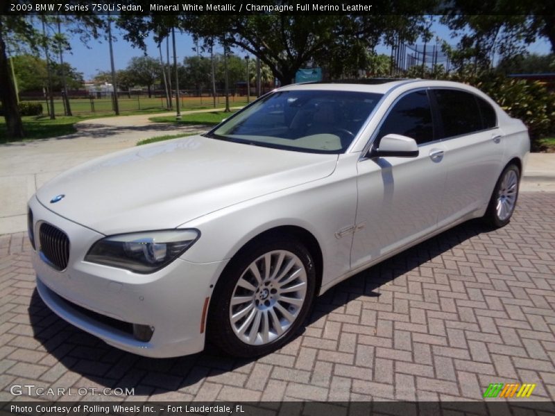 Mineral White Metallic / Champagne Full Merino Leather 2009 BMW 7 Series 750Li Sedan
