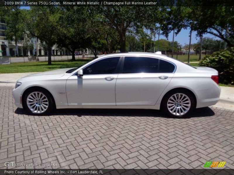 Mineral White Metallic / Champagne Full Merino Leather 2009 BMW 7 Series 750Li Sedan