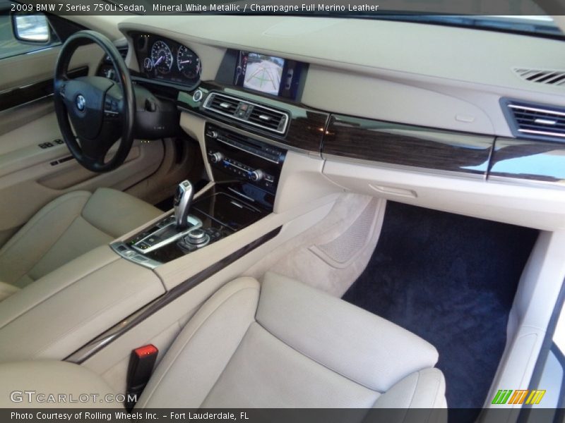 Mineral White Metallic / Champagne Full Merino Leather 2009 BMW 7 Series 750Li Sedan