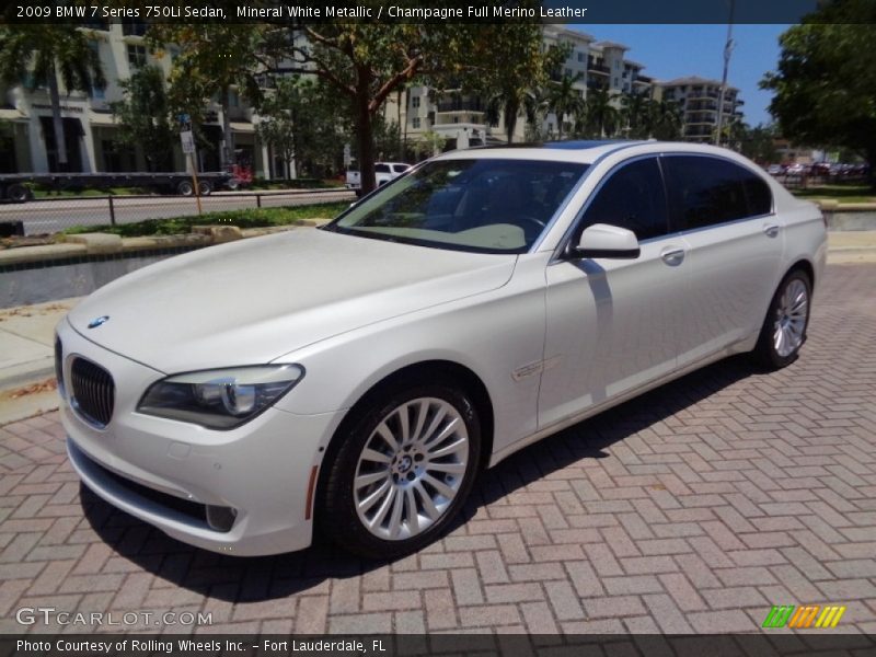 Mineral White Metallic / Champagne Full Merino Leather 2009 BMW 7 Series 750Li Sedan