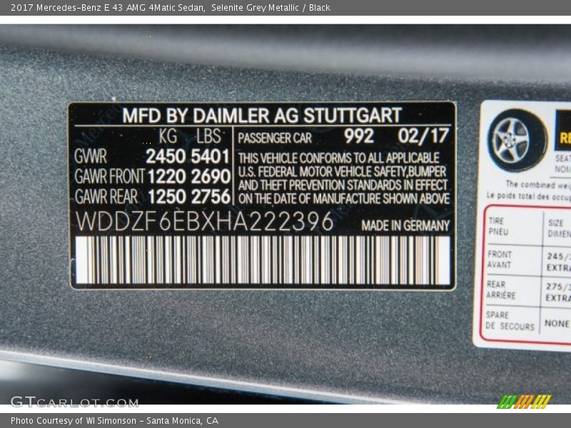 Selenite Grey Metallic / Black 2017 Mercedes-Benz E 43 AMG 4Matic Sedan