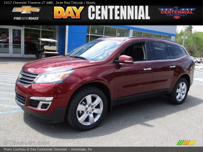 Siren Red Tintcoat / Ebony 2017 Chevrolet Traverse LT AWD