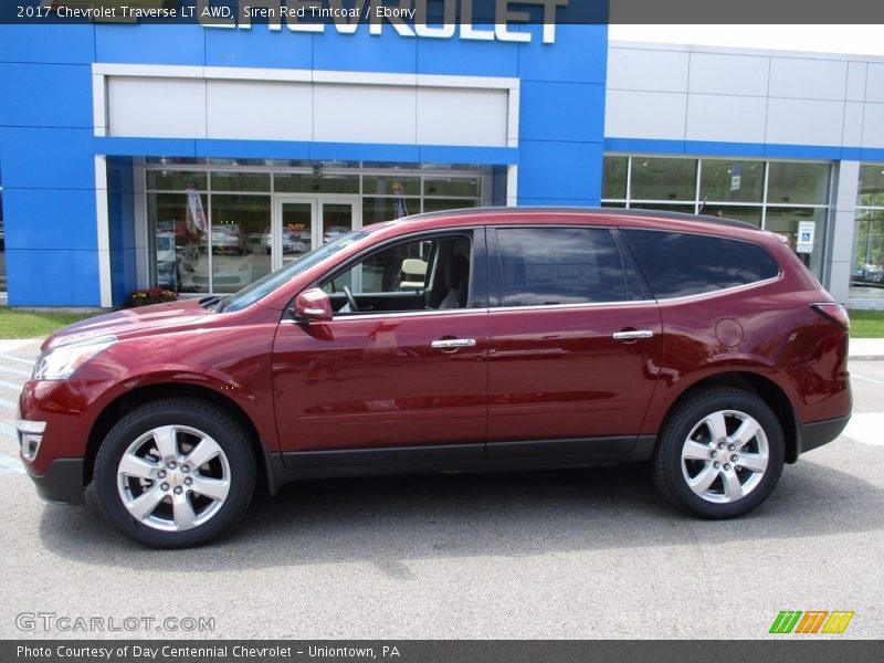 Siren Red Tintcoat / Ebony 2017 Chevrolet Traverse LT AWD