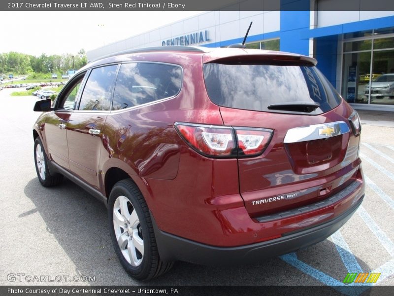 Siren Red Tintcoat / Ebony 2017 Chevrolet Traverse LT AWD