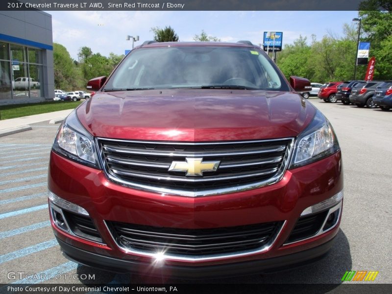 Siren Red Tintcoat / Ebony 2017 Chevrolet Traverse LT AWD