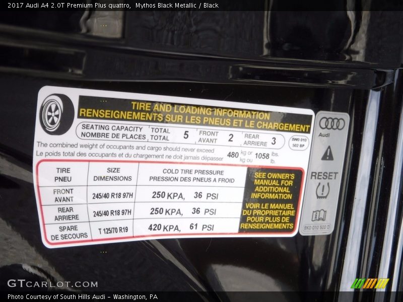 Mythos Black Metallic / Black 2017 Audi A4 2.0T Premium Plus quattro