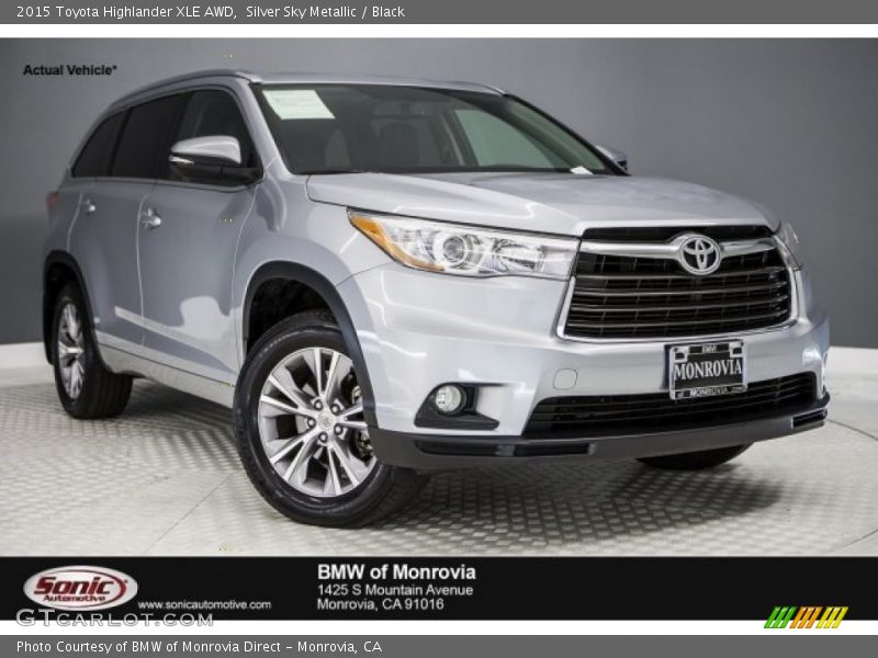 Silver Sky Metallic / Black 2015 Toyota Highlander XLE AWD