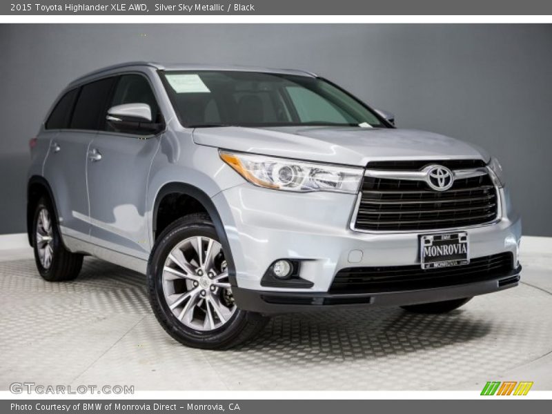 Silver Sky Metallic / Black 2015 Toyota Highlander XLE AWD