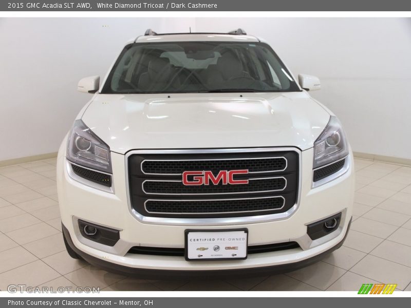 White Diamond Tricoat / Dark Cashmere 2015 GMC Acadia SLT AWD