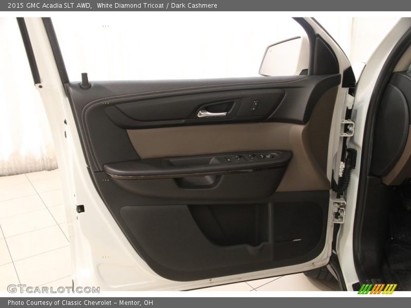 White Diamond Tricoat / Dark Cashmere 2015 GMC Acadia SLT AWD