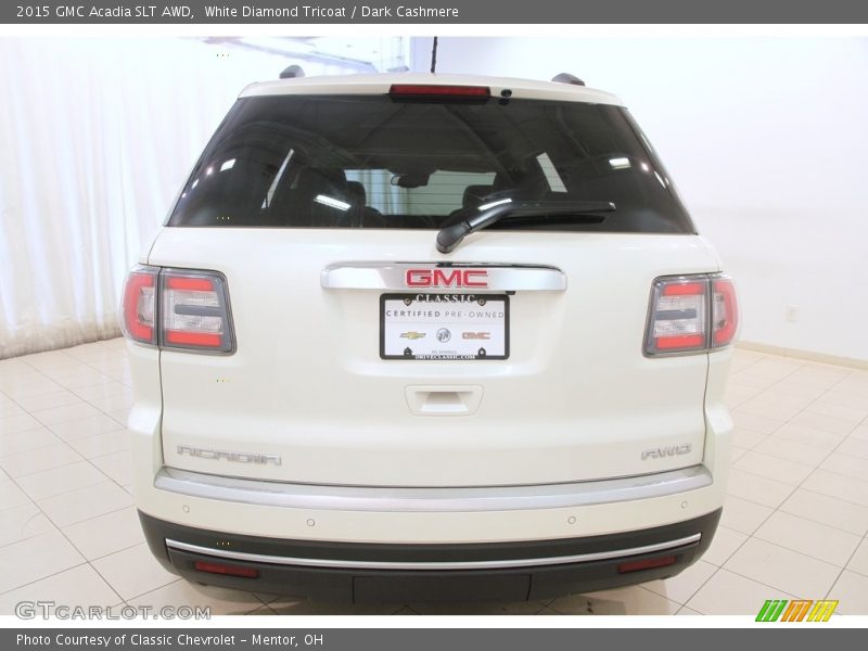 White Diamond Tricoat / Dark Cashmere 2015 GMC Acadia SLT AWD
