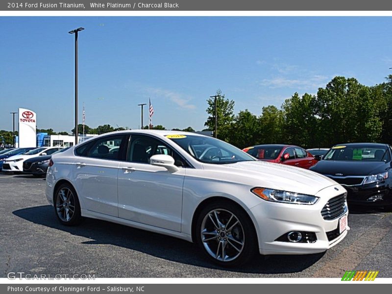 White Platinum / Charcoal Black 2014 Ford Fusion Titanium