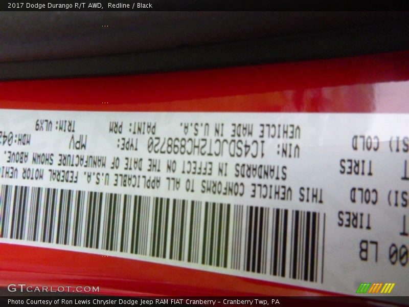 Redline / Black 2017 Dodge Durango R/T AWD