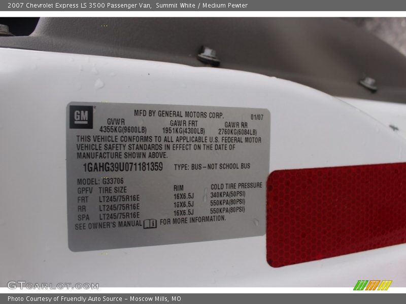 Summit White / Medium Pewter 2007 Chevrolet Express LS 3500 Passenger Van