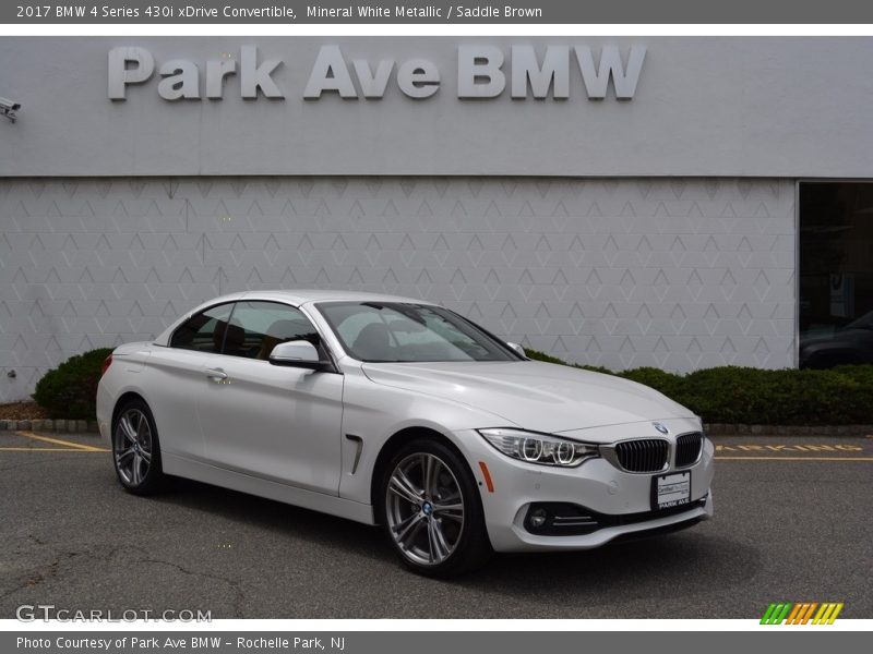 Mineral White Metallic / Saddle Brown 2017 BMW 4 Series 430i xDrive Convertible