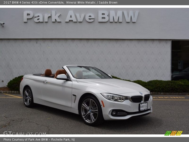 Mineral White Metallic / Saddle Brown 2017 BMW 4 Series 430i xDrive Convertible
