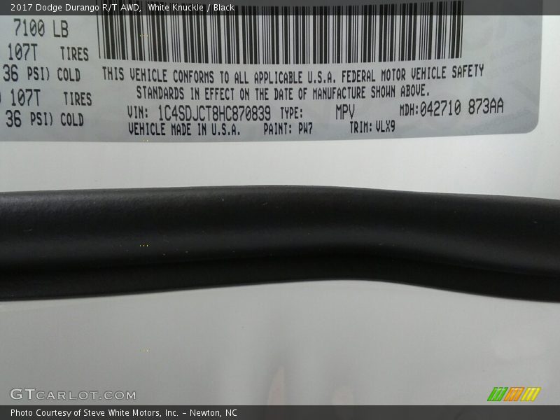 White Knuckle / Black 2017 Dodge Durango R/T AWD