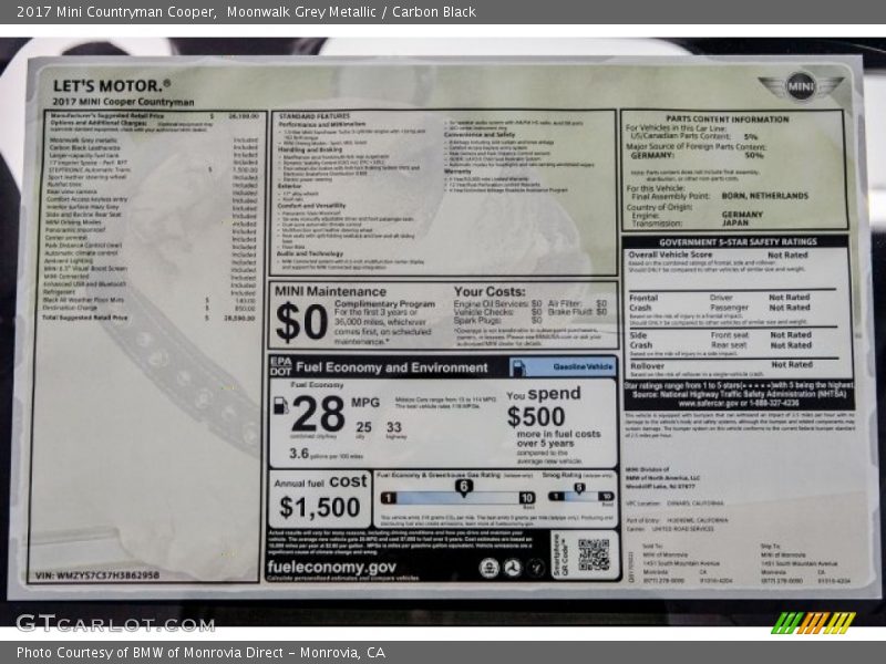 Moonwalk Grey Metallic / Carbon Black 2017 Mini Countryman Cooper