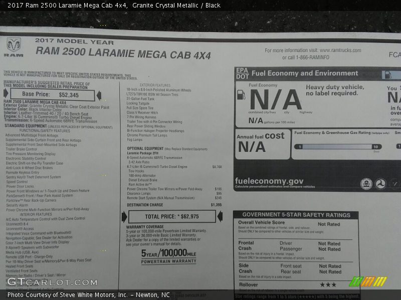 2017 2500 Laramie Mega Cab 4x4 Window Sticker