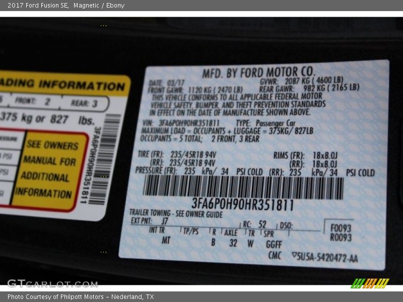 Magnetic / Ebony 2017 Ford Fusion SE