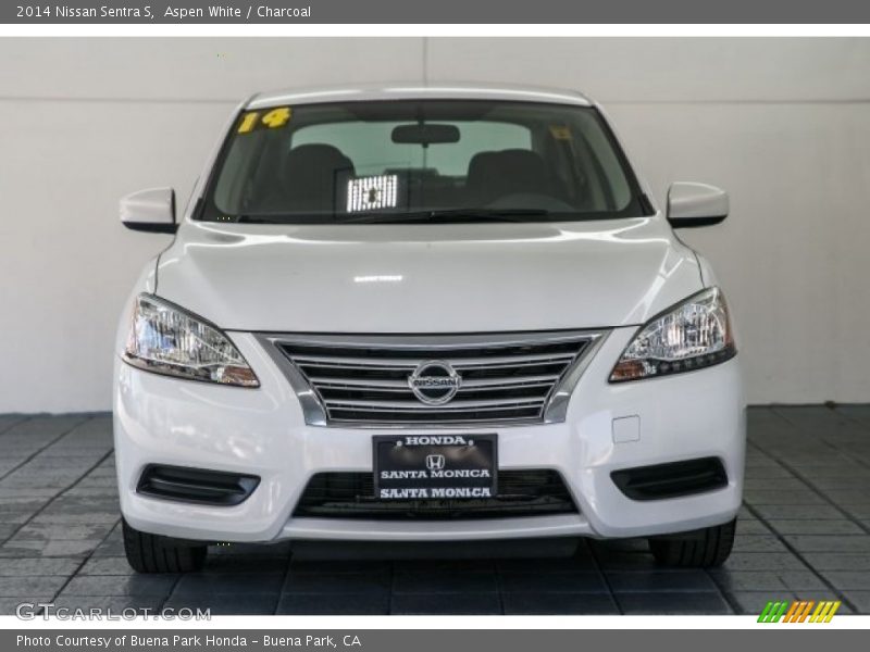 Aspen White / Charcoal 2014 Nissan Sentra S