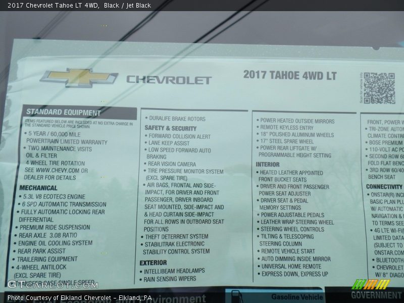Black / Jet Black 2017 Chevrolet Tahoe LT 4WD