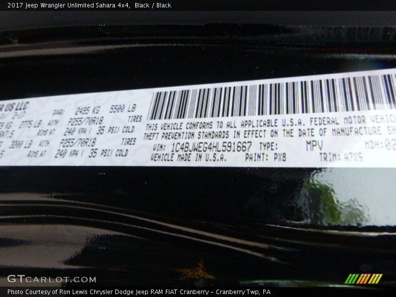 Black / Black 2017 Jeep Wrangler Unlimited Sahara 4x4