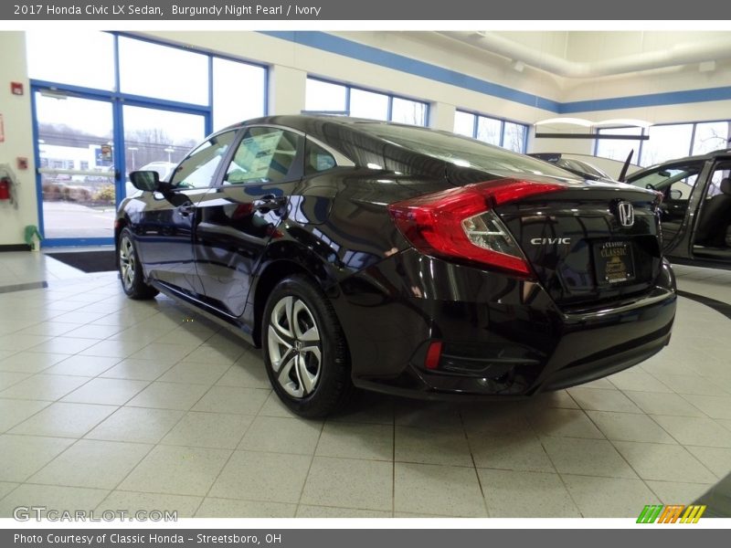 Burgundy Night Pearl / Ivory 2017 Honda Civic LX Sedan
