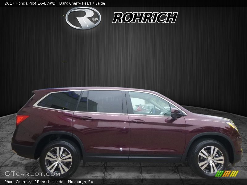 Dark Cherry Pearl / Beige 2017 Honda Pilot EX-L AWD