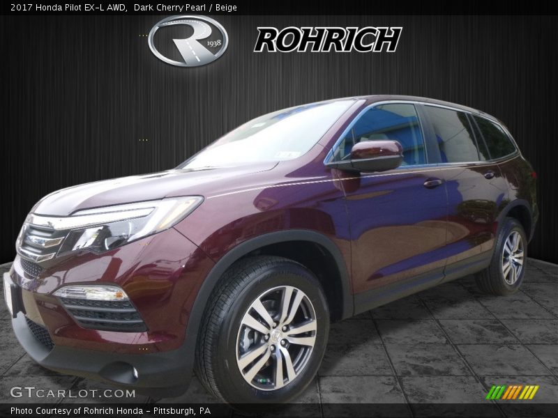 Dark Cherry Pearl / Beige 2017 Honda Pilot EX-L AWD