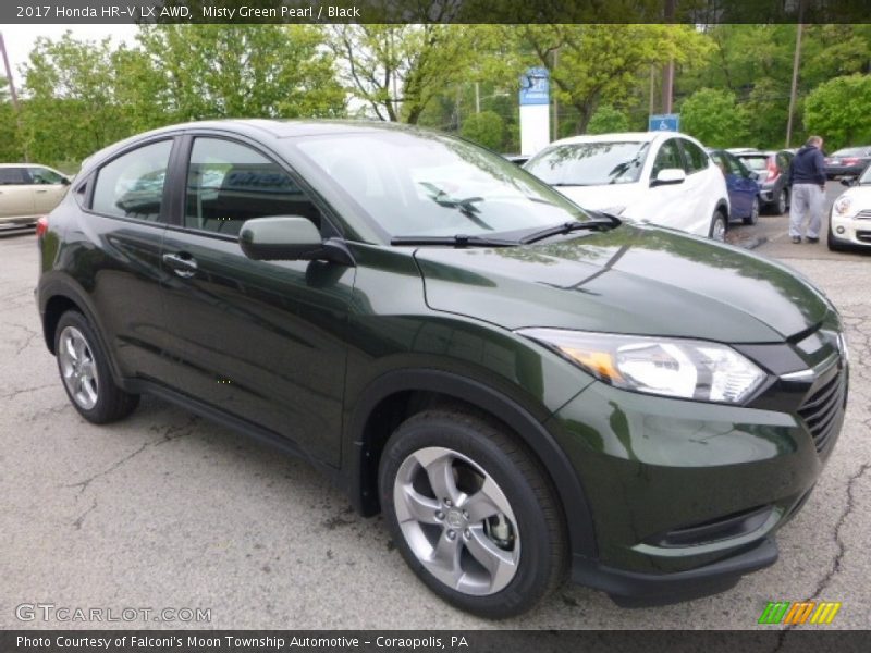 Misty Green Pearl / Black 2017 Honda HR-V LX AWD