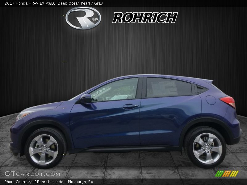 Deep Ocean Pearl / Gray 2017 Honda HR-V EX AWD