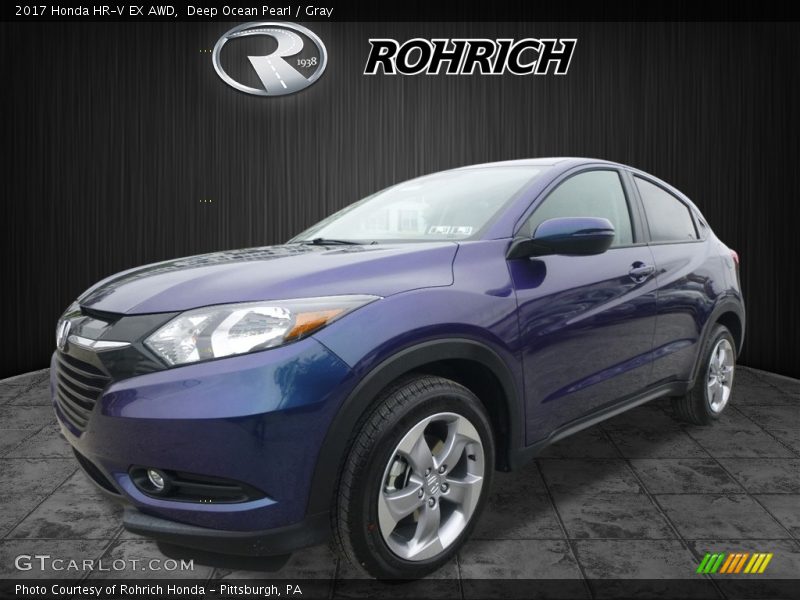 Deep Ocean Pearl / Gray 2017 Honda HR-V EX AWD