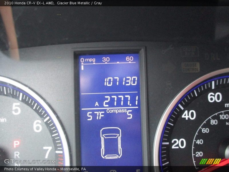 Glacier Blue Metallic / Gray 2010 Honda CR-V EX-L AWD