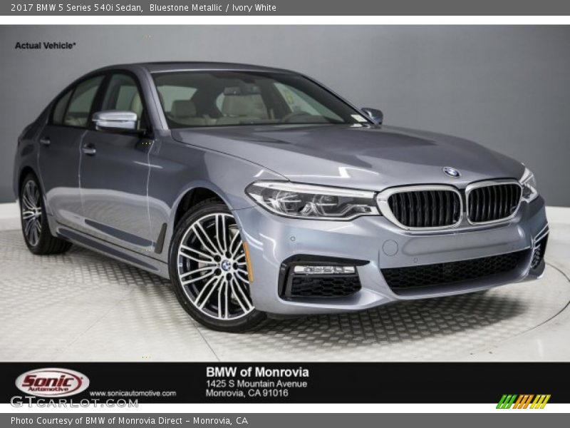 Bluestone Metallic / Ivory White 2017 BMW 5 Series 540i Sedan