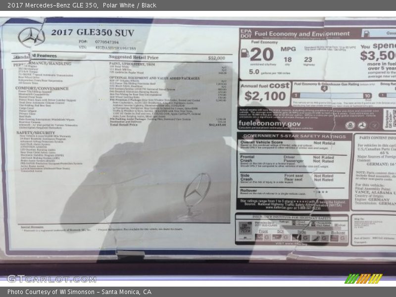 Polar White / Black 2017 Mercedes-Benz GLE 350