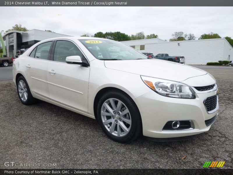 White Diamond Tricoat / Cocoa/Light Neutral 2014 Chevrolet Malibu LT