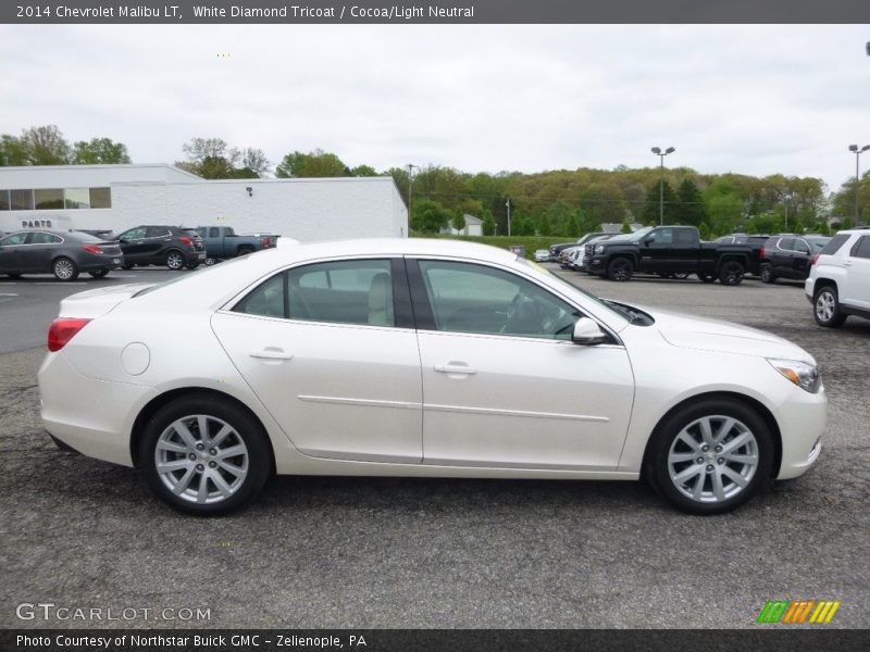 White Diamond Tricoat / Cocoa/Light Neutral 2014 Chevrolet Malibu LT